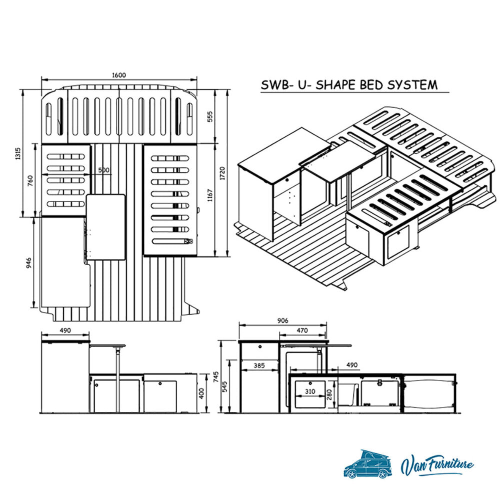 Plain Ply U Shaped Campervan Interior