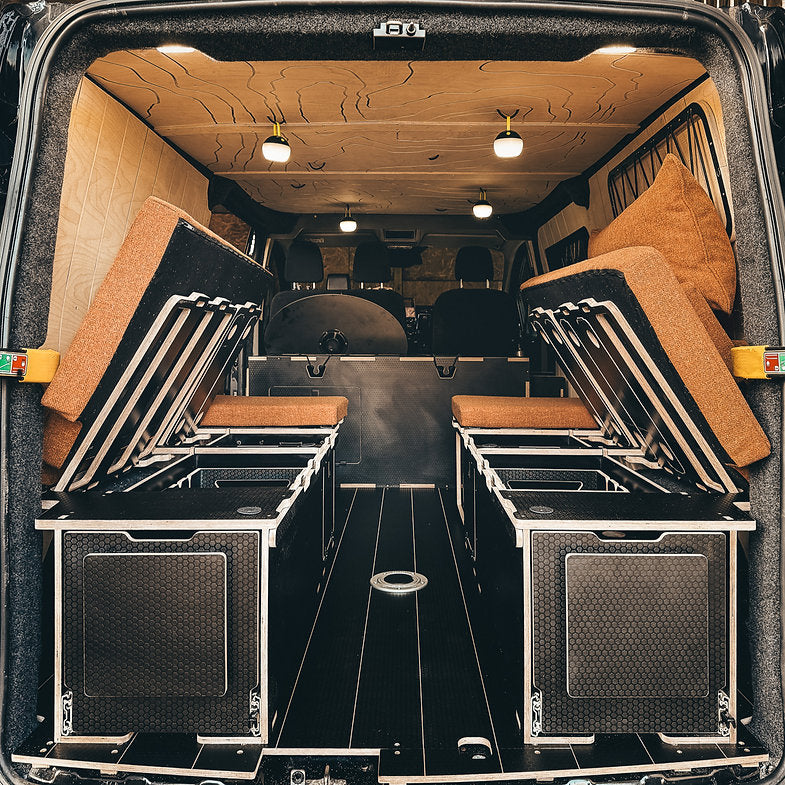 ASSYNT: Twin U-shape sofa with two extending cookstation and storage drawers